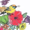 Чехол на подушку с красками ВК Птички с цветами 45*45 (ткань,краски акрил,синтетическая кисть с пластиковой ручкой в картонной упаковке) арт.В-696  уп.1шт
