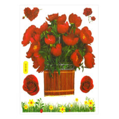 Наклейка 24*32 декоративная Букет цветов WX-017K уп.1/20шт