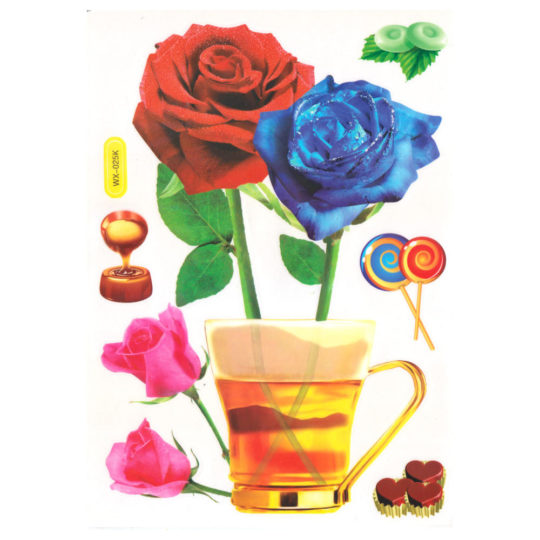 Наклейка 24*32 декоративная Розы WX-025K уп.1/20шт