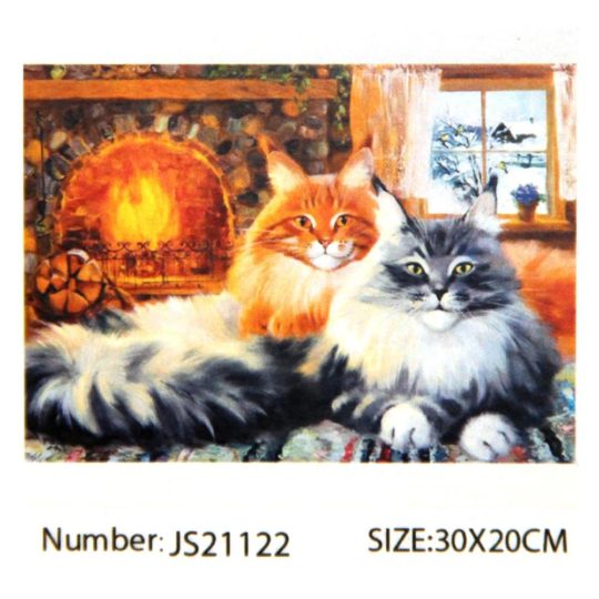 Алмазная мозаика 20*30 арт.JS21122 Коты  (полн выкл,подрамн) уп.1/50