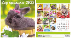 Перекидной календарь 2023 24х24. 12листов Год кролика 2 уп.50шт