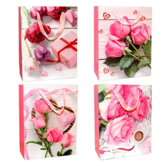 Пакет бумажный люкс 26*32 Розы, тюльпаны уп.12/480шт Р-688М