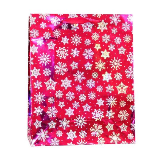 Пакет подарочный г/ф 26*32см розовый Снежинки уп12/720шт Р725-8